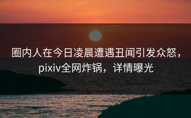 圈内人在今日凌晨遭遇丑闻引发众怒，pixiv全网炸锅，详情曝光