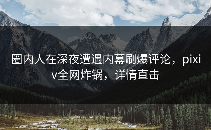 圈内人在深夜遭遇内幕刷爆评论，pixiv全网炸锅，详情直击