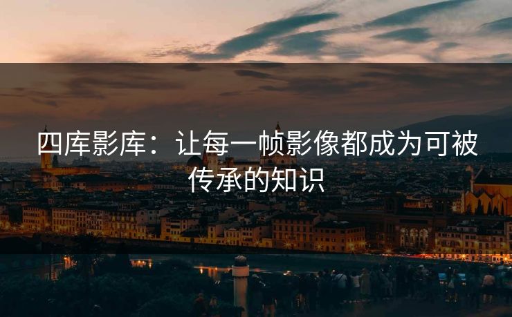 四库影库：让每一帧影像都成为可被传承的知识